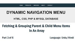 Dynamic Menu In PHP amp MySQL Grouping Menu amp Submenu Items UrduHindi Part 36 [upl. by Bubb]