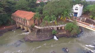 Belas imagens de drone  Rio Mogi Guaçu  Cachoeira de Emas  Pirassununga SP [upl. by Ahsiuqet]