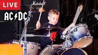 ACDC  Thunderstruck 5 year old Drummer LIVE [upl. by Aynad]