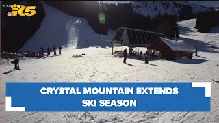 Crystal Mountain Ski Resort extends ski snowboarding season [upl. by Enialb729]