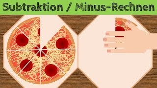 123 Zahlen lernen Subtraktion MinusRechnen mit Pizza Kinder lernen spielend Mathe [upl. by Ogirdor]