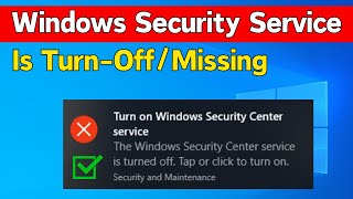 Windows Security Center Service Is Turned Off Or Missing Issue Windows 1110 How To Fix [upl. by Dodie337]