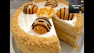 Рецепт медовика с кремчизомMedovikRussian Honey cake recipe [upl. by Ahsikar]