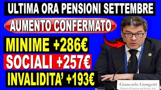 FUORI ORA AUMENTO UFFICIALE DELLE PENSIONI MINIME E DI INVALIDITÀ DA 193€ A 286€ INPS [upl. by Alejo709]