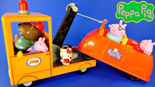 Peppa Pig Grandpa Dogs Tow Truck Wrecker Play Doh Ice Cream with Peppas Family [upl. by Atiniuq]