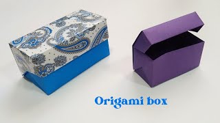 Paper rectangle box with lid and no glue  easy origami gift box [upl. by Engdahl854]