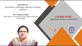 Lecture 18  Acoustical Criteria and Space Design Contd [upl. by Rupert]