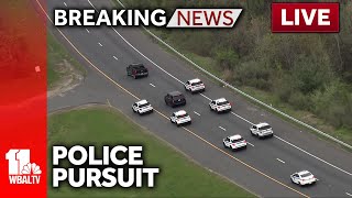 LIVE SkyTeam 11 is over a police pursuit in Baltimore County  wbaltvcom [upl. by Enrev]