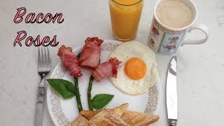 Bacon Roses Easy Romantic Breakfast cheekyricho tutorial [upl. by Aiahc]