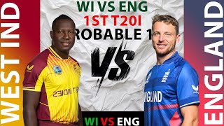 WEST INDIES VS ENGLAND 1ST T20I PROBABLE 11 [upl. by Aihcsrop]