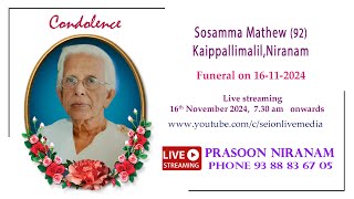 FUNERAL LIVE STREAMING SOSAMMA MATHEW 92 KANICHERIL KAIPPALLIMALIL NIRANAM [upl. by Spenser27]