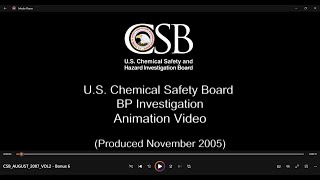 ChemicalExplosion CSB Investigates BP Explosion Animation Video Nov 2005 [upl. by Piper67]