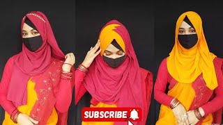 3 Types of Hijab Style With Saree  Falgun Hijab Tutorial  Fowjia Faija 👑 [upl. by Llertnor]