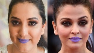 Aishwarya Rai Cannes 2016 Makeup Tutorial  Purple lips  Perkymegs [upl. by Erret]