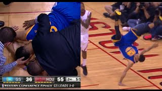 Stephen Currys scary fall  head injury vs Rockets Game 4 [upl. by Leiram]