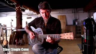 Resonator Guitar Tricone vs Single Cone Steel vs Brass [upl. by Lindgren]