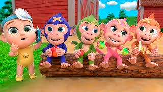 Five Little Monkeys Jumping on the Bed  Lalafun Nursery Rhymes amp Kids Songs [upl. by Aitam]