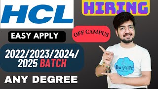 HCL Hiring 2022 2023 2024 2025 Batch  HCL Offcampus hiring hcljobs hcl offcampusjobs itjob [upl. by Willett]