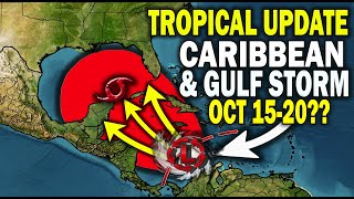 Tropical Update Caribbean amp Gulf Storm Potential Oct 1520 Tropical Wave to Become Next Storm [upl. by Eatnahs964]