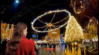 THE BEST CHRISTMAS LIGHTING IN LJUBLJANA SLOVENIA 🎄 CHRISTMAS MARKET IN EUROPE WINTER WALKING TOUR 🎅 [upl. by Aikar]