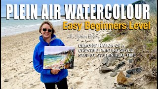 Plein Air Watercolour Easy Beginners Level Creative Painting Style Step by Step in Real Time [upl. by Philander]