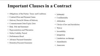 Important Clauses Required for a Contract [upl. by Annnora519]