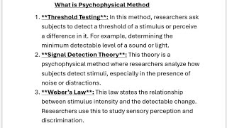 What at is Psychophysical Method in Experimental Psychology [upl. by Trista139]