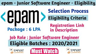 Epam Latest Exam Pattern For Junior Software Engineer  epam Selection Process 2021  Smart Learning [upl. by Mateusz890]