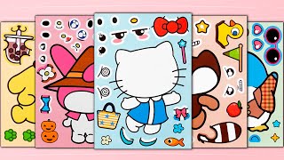 HELLO KITTY STICKER BOOK MAKEOVER  MY MELODY POMPOMPURIN TUXEDOSAM FUN STICKER ACTIVITY [upl. by Allehs200]