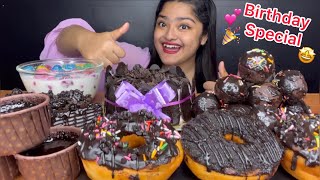 BIRTHDAY SPECIAL 🎉💕 CHOCOLATE CAKE 🎂 CHOCOLATE DONUTS 🍩 CHOCO LAVA CAKE PASTRIES CHOCO BOMBS💣 [upl. by Reffinnej]