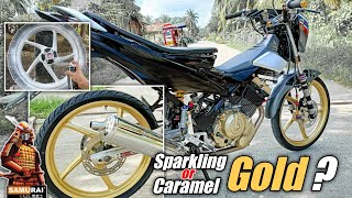 Samurai paint  Mags restoration quotDIYquot🔥 Sparkling gold  Raider 150  Bobwerkz mmvlog [upl. by Ymerej]