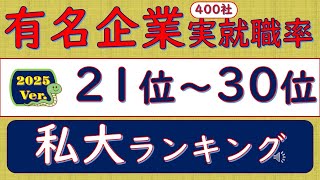 2025Ver 有名企業400社実就職率、21位～30位、私大ランキング [upl. by Ellinehc]