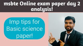 msbte Online exam paper day 2 analysis imp tips for Basic science paper msbteexampattern [upl. by Linoel]