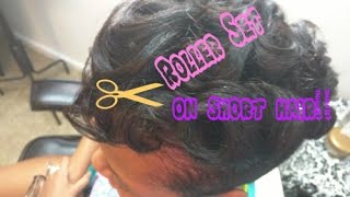 How to rollerset on short relaxed hair [upl. by Nawak652]