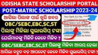 Big Good News।Post matric scholarship payment recieved in bank account 2024। ଆସିଗଲା Post matric [upl. by Penrod]