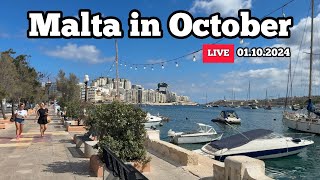 Malta in October Live walk in Sliema on 01102024 [upl. by Jean]