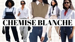 10 ASTUCES POUR ÊTRE TENDANCE ET ORIGINALE EN CHEMISE BLANCHE [upl. by Acinoev104]