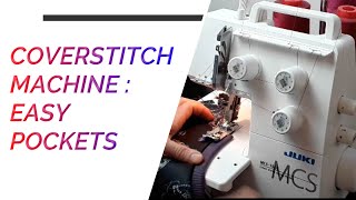 Coverstitch Machine Uses  Simple Pocket How to attach a pocket using Juki MCS1500 coverstitch [upl. by Galen]