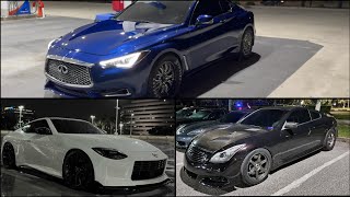 Infiniti Q60 VS Single Turbo Infiniti G37 2023 Nissan Z amp Mercedes C63 AMG  Street Racing [upl. by Fedak182]