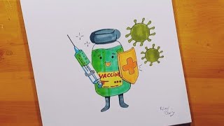 رسم عن لقاح القضاء علي فيرس كورونا  drawing of the vaccine to eliminate the Corona virus [upl. by Werdn]