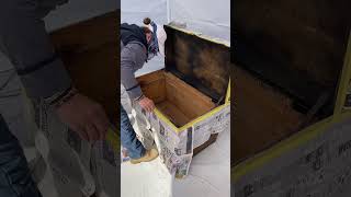 Applying rustoleum primer to a trunk to block the stain rustoleum trunkbox furnitureflip [upl. by Aneala]