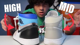 WATCH BEFORE YOU BUY Jordan 1 High VS Jordan 1 Mid Which is Better [upl. by Ethbin]