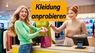 Deutsch lernen Kleidung anprobieren – Ein einfacher Dialog  Deutsch sprechen für Anfänger [upl. by Kalk]