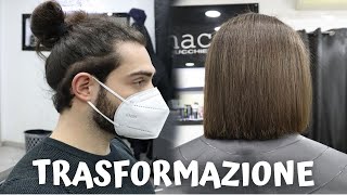 TRATTAMENTO ALLA CHERATINA DA UOMO  taglio capelli lunghi ✂ Taglia e Cambia [upl. by Kawasaki989]