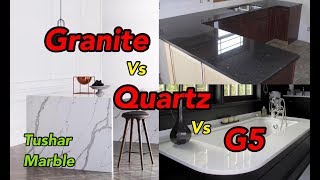 Quartz vs Granite vs G5 Marble  कौन सा पत्थर अपने किचन टॉप पर लगाए [upl. by Nolaf737]