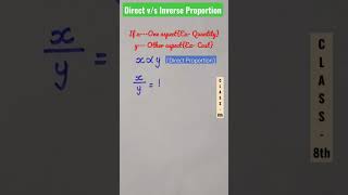 Direct vs Inverse ProportionClass 8thHow to Identify Direct amp Inverse VariationMaths [upl. by Brubaker]