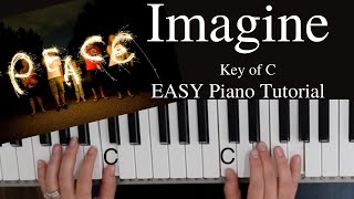 Imagine John Lennon Key of CEASY Piano Tutorial [upl. by Wileen692]