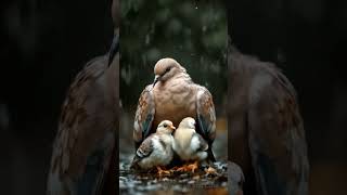 White Dove Protects Chicks from Intense Rainstorm dove pigeon bird trending rain [upl. by Edny572]