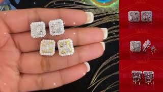 King of Blings New Mens White 925 Silver 166ct VVS D Moissanite Square Stud Womens Earring [upl. by Sulamith]