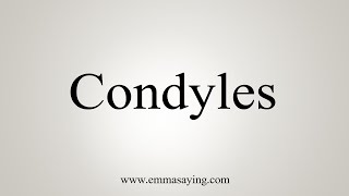 How To Say Condyles [upl. by Mainis]